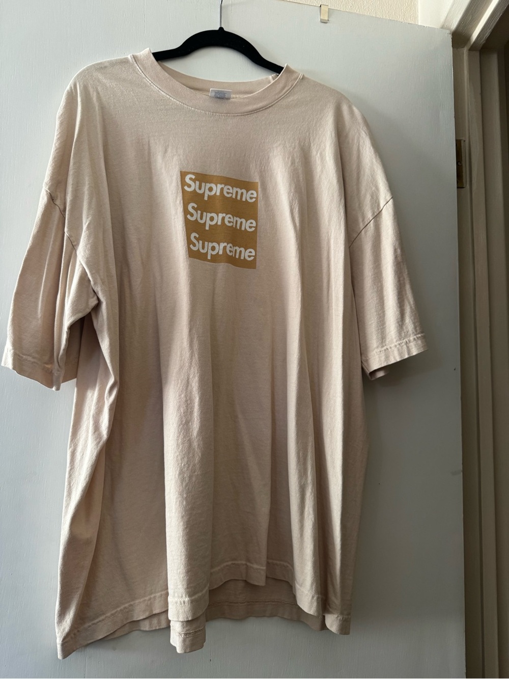 Supreme Beige Box Logo Short Sleeve Tee